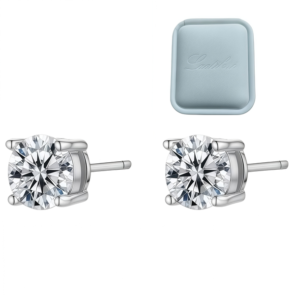 1CT Total Halo Setting Round Moissanite Stud Earrings for Women - 4 Prong