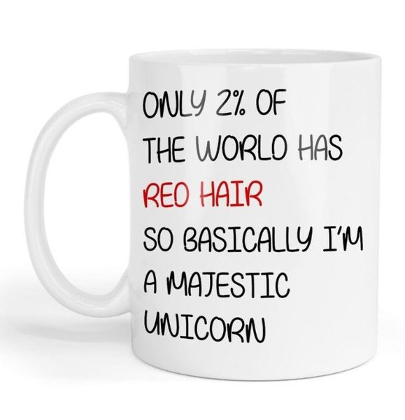 Red Hair Majestic Unicorn Christmas Birthday Gift Mug
