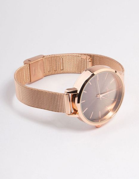 Rose Gold Plated Ombre Sun Ray Mesh Watch