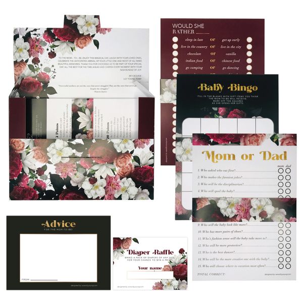 Dark Floral Baby Shower Game Box