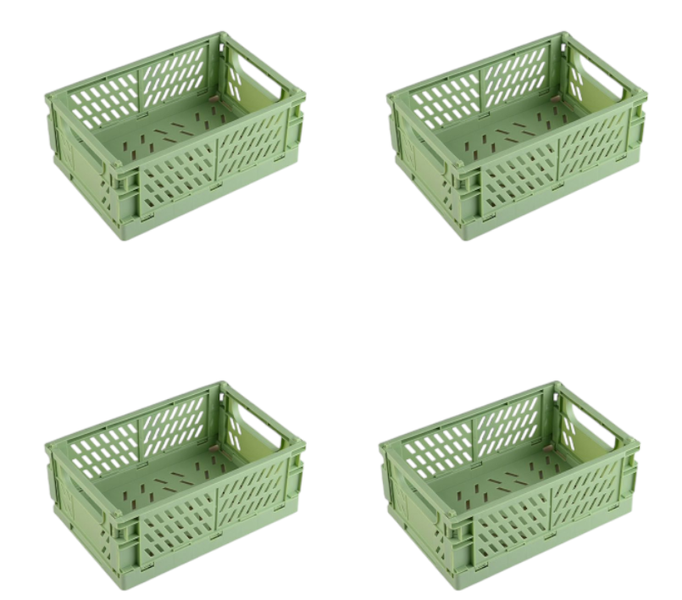 4 Piece Green Pastel 25cm Foldable Storage Baskets Crates