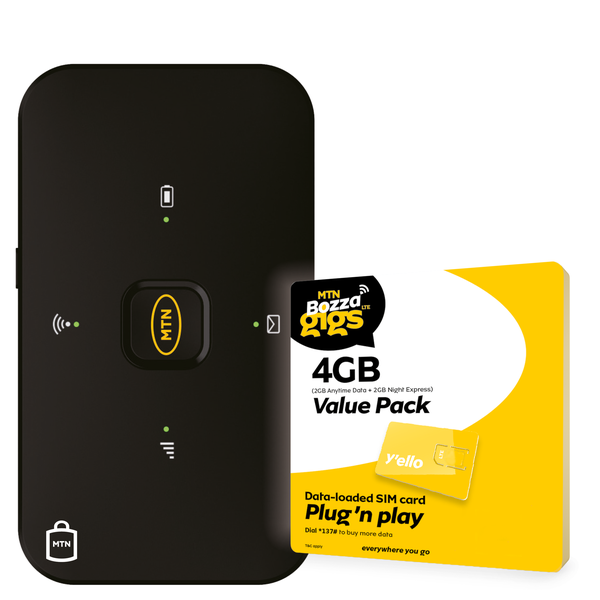 MTN M30s Mi-Fi Router - LTE SS - Black NL + Includes MTN 4GB Data SIM
