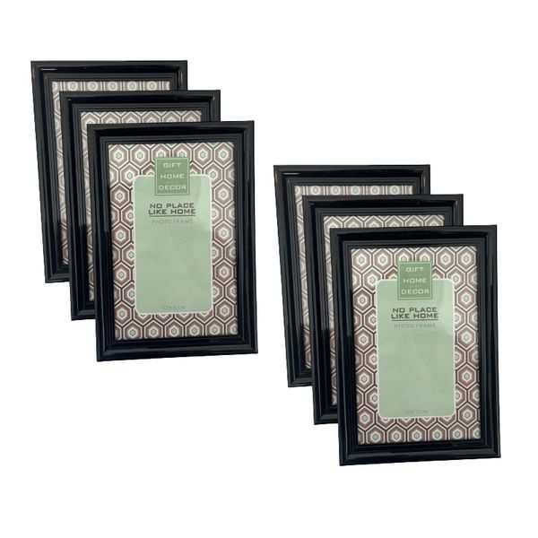 Plastic Picture Frames - Rectangle - Black - 10cm x 15cm 3 Piece