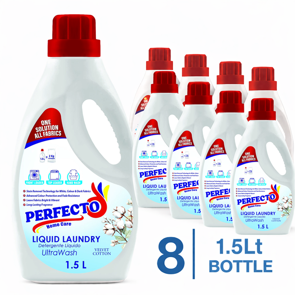 8Pk | Liquid Laundry Detergent | 1.5L | Velvet Cotton | Perfecto