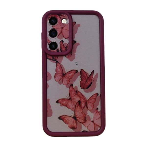 Butterflies Protective Phone Case Compatible With Samsung S23 Plus - Red