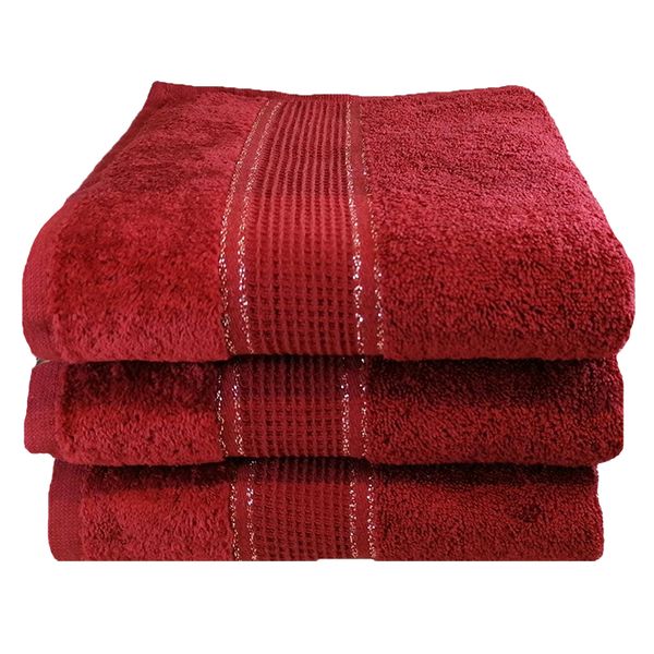 100% Cotton - Burgundy - Pack Of 3 image