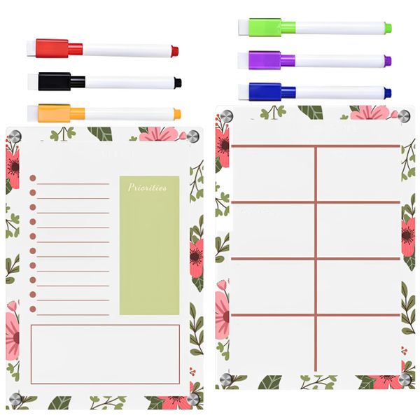 Magnetic Note Pads Acrylic Message Board Fridge Dry Erase Board Home Use