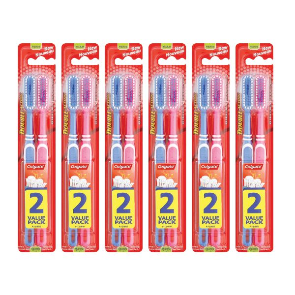 Colgate Double Action Medium Toothbrush - 2 Pack X 6