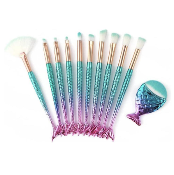 11pcs Mermaid Eyeshadow Brushes, Fishtail Makeup Brushes, Eyeshadow Brushes