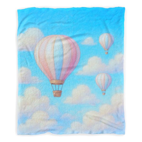 Nursery Clouds &amp; Balloons Minky Blanket by Nathan Pieterse