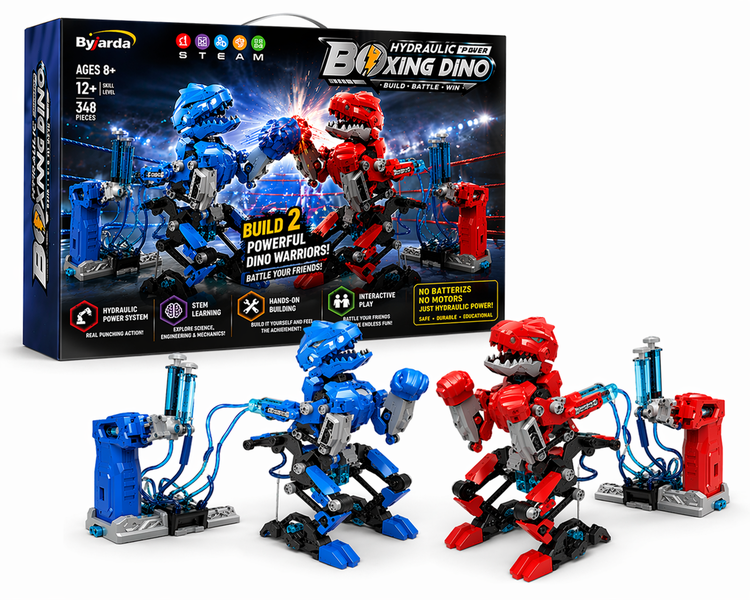 Hydraulic Boxing Dino Robot STEM Building Kit Interactive Battle Toy