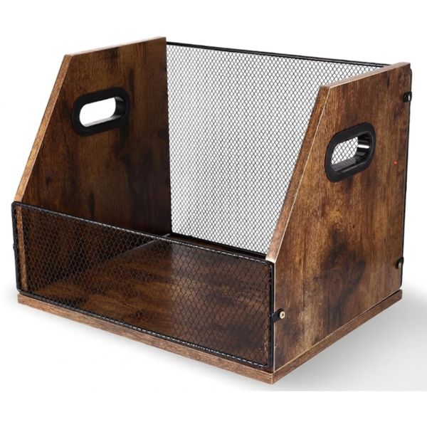 Wooden Vinyl Record Storage Box Dark Brown