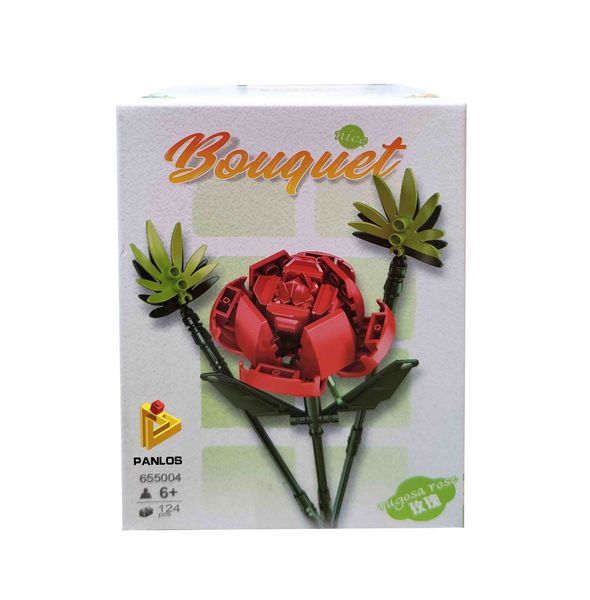 Panlos Flower Bouquet Building Blocks 124 Piece- Rose - 43cm Tall