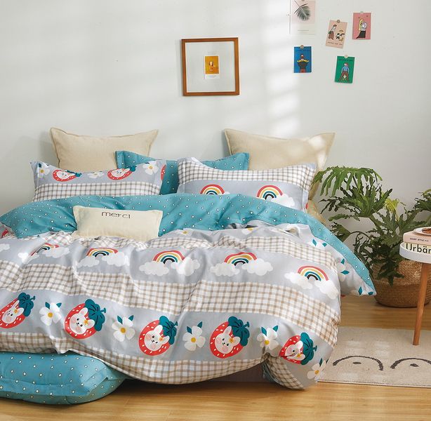 Linen Boutique - Kids Cotton Duvet Cover 3 Piece Set - Strawberry Bunny