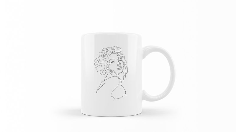 Designer Line Art Coffee Mug - Beauty 12