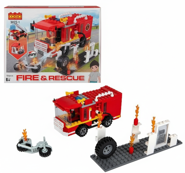 Cogo Building Blocks Fire Set - 184 Piece Construction Toy for Kids