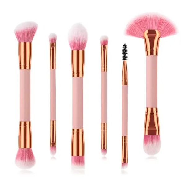 6 Piece Double Sided Synthetic Hair Makeup Brush Set