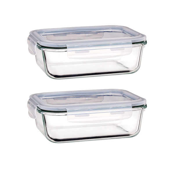 1.1L Heat-Resistant &amp; Freezer Resistant Glass Food Container - 2 Pack