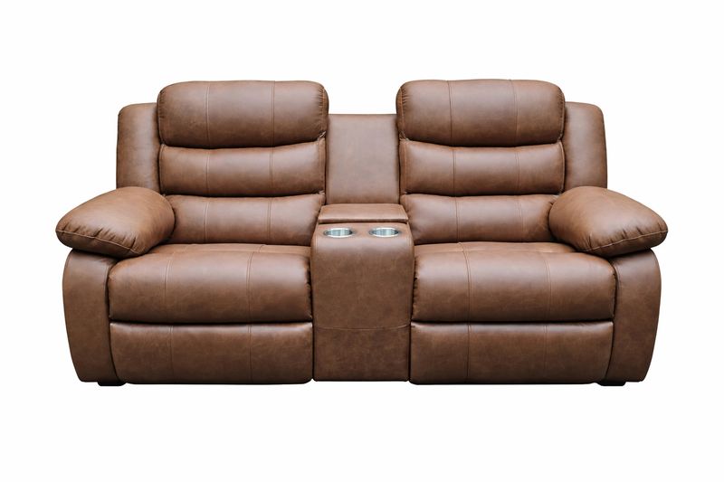 Furnity - Emilia Brown Full 100% Genuine Leather 2 Seater Recliner Sofa