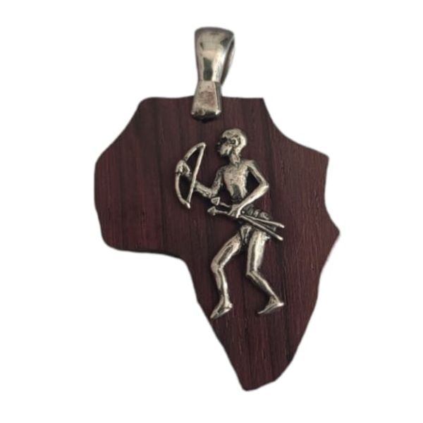 Bushman-925 Sterling Silver-Africa-Imbuia Wood-Pendant.
