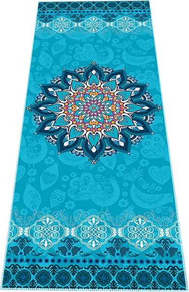 Collapsible Yoga Mat Towel Rubber Grip Dots Bottom Non Slip