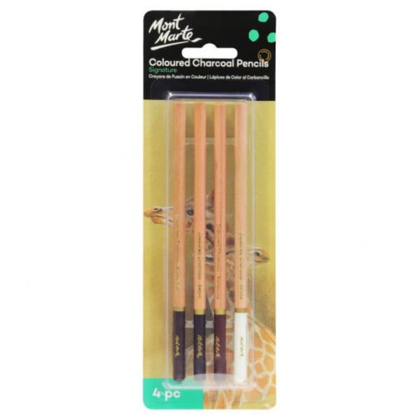 Mont Marte Signature Coloured Charcoal Pencils 4pc