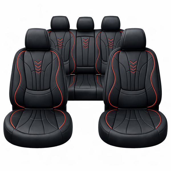Car Seat Covers - 5Pc, PU Leather, Ergonomic