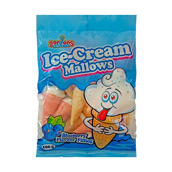 Gordons Sweets - Ice Cream Mallows Blueberry (12 x 100g)