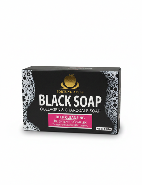 Fortune Apple Deep Cleansing Black Soap with Collagen &amp; Charcoal - 100g