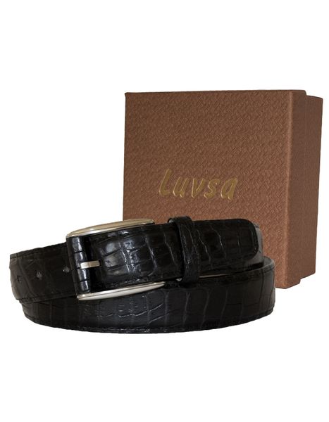 Luvsa CROB Exotic Genuine Crocodile Belly Leather Belt with Box