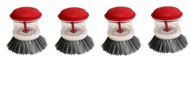 LIAO Dishwashing brush with refillable liquid soap dispenser 4 pack