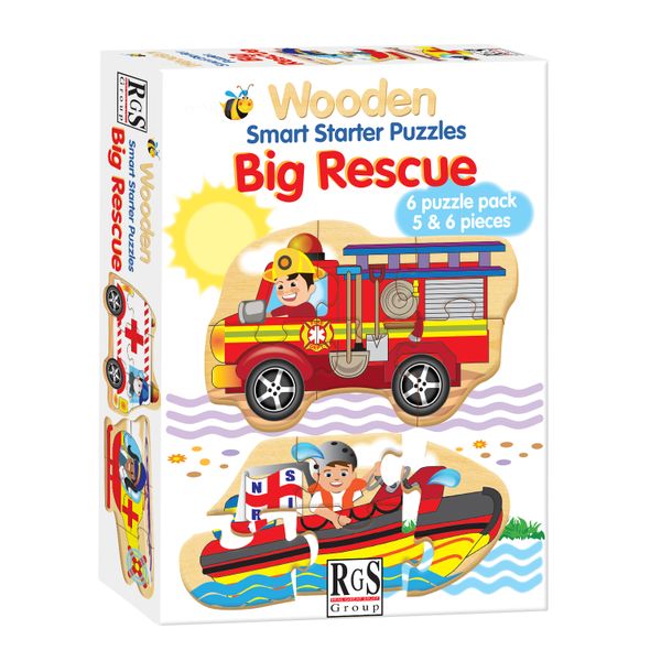 RGS Group Big Rescue Wooden Puzzle - 6 X 5-6 Piece Puzzles