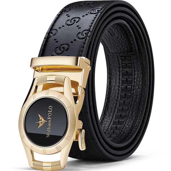 WilliamPOLO - Men's Exquisite Design Genuine Leather Belt-Automatic Buckle