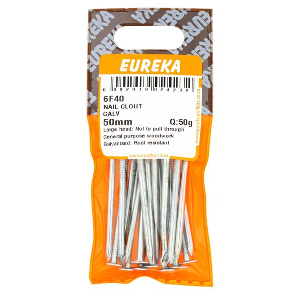 EUREKA Clout Nail Galvanised 50mm Q:50g 6F40