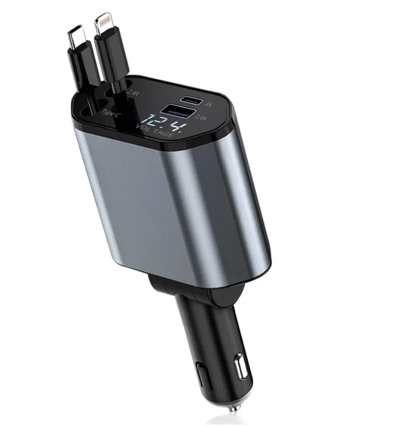 120W 4 in 1 Car Charger Fast Charging Compatible with iPhone Android Phones