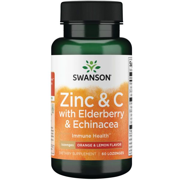 Swanson Zinc &amp; C Lozenges w/ Elderberry &amp; Echinacea - 60 Lozenges