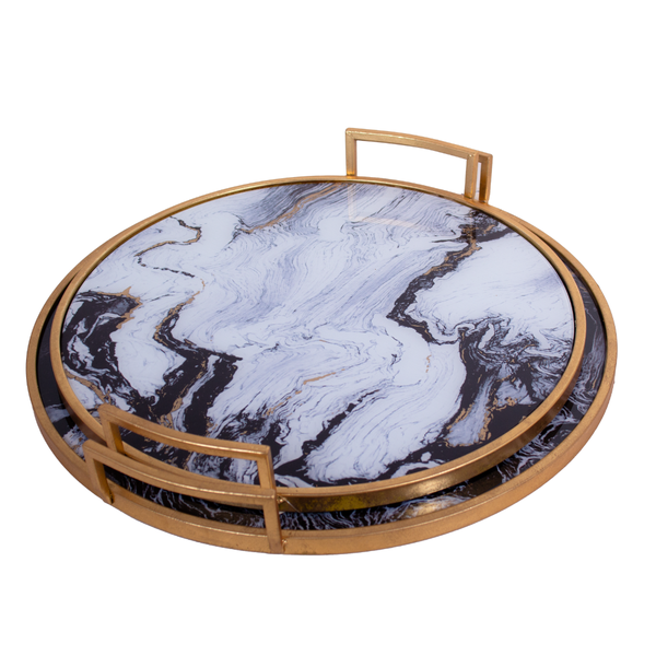 Black and White Tray Set Home Decor