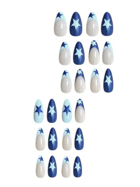 24 Piece - Almond Shape French Style Nails - Multicolor