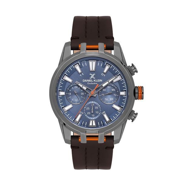 Daniel Klein - Men's Purple-Blue Leather Button Analogue Watch - DK1138032
