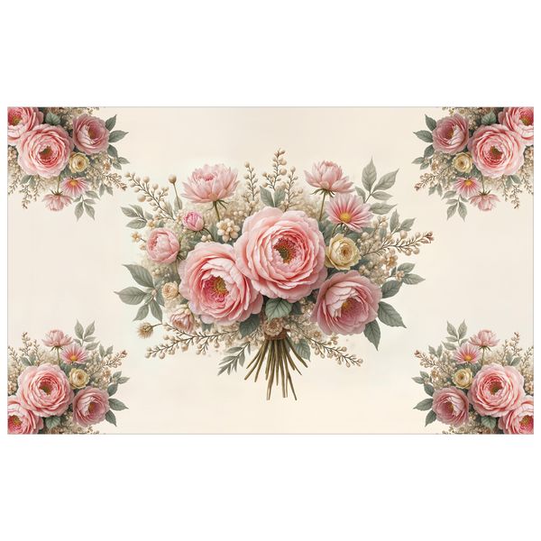 Classic Rich Cream Peony Rectangle Tablecloth