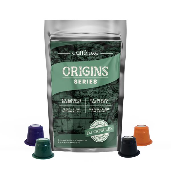 Caffeluxe Nespresso Compatible Origins Pods Range Coffee Capsules | 100 Bag