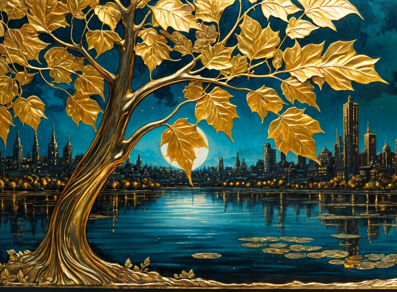 Canvas cm Home Decor Wall Art - Gold City 01