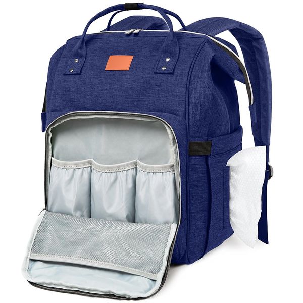 Multifunctional Navy Diaper Bag Backpack, Spacious Maternity Travel Bag