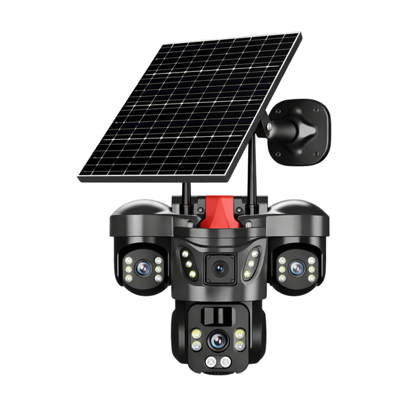 3-Lens Solar Camera - 4G LTE, No Wi-Fi, Weatherproof