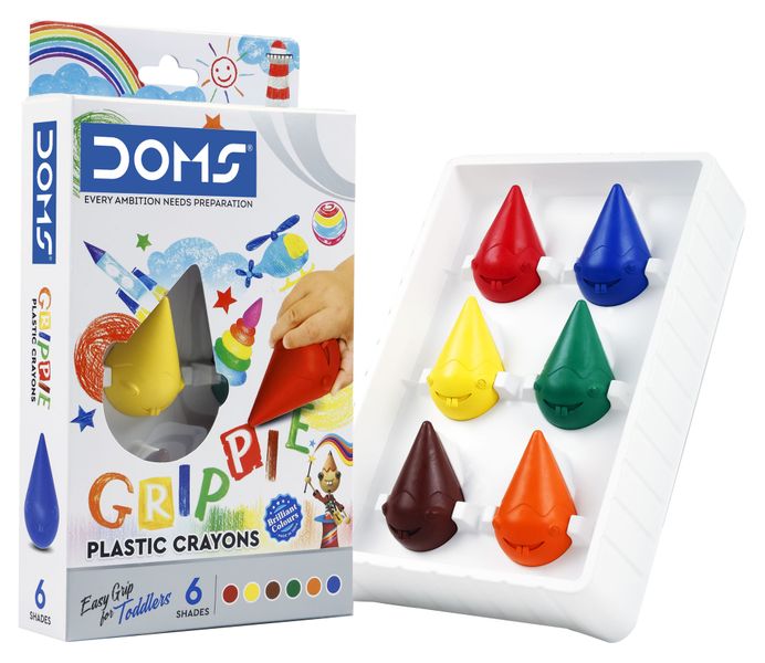 Doms Plastic Crayons Grippie 6 Pc