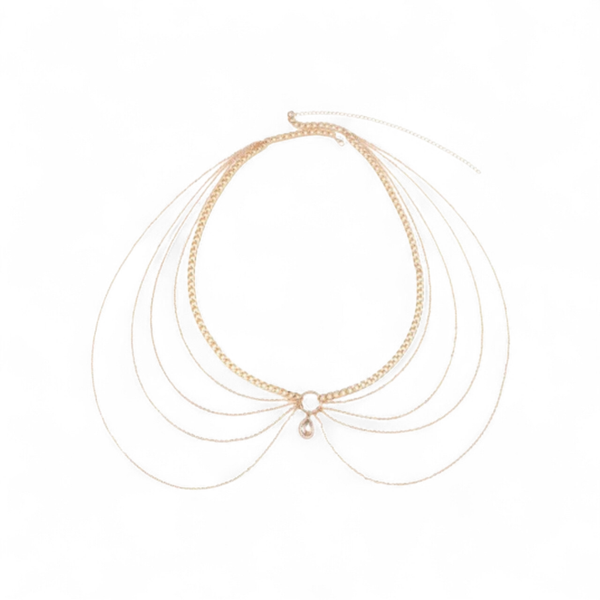 Luxury Gold Body Chain Belt with Circular Ring Pendant