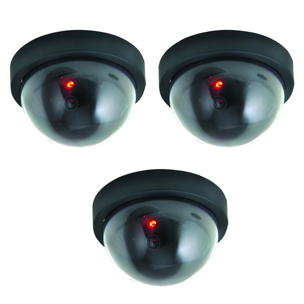 Fake Dummy Dome Security Camera with Flashing Red Light (Pack of 2)