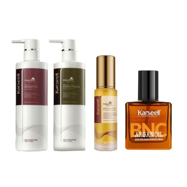 Karseell Maca Power Shampoo, Conditioner, Maca Essence Oil &amp; Argan Oil Set