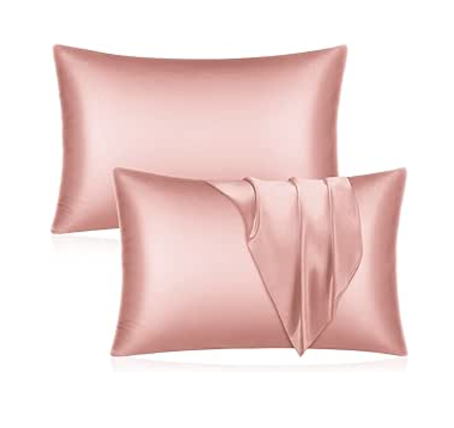 Rose Gold Pink Stretch Satin Pillowcases - Pack of 2