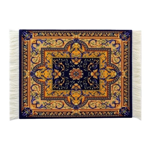 Persian Mini Woven Rug Mousepad with Fringe, Compatible with Laptop PC